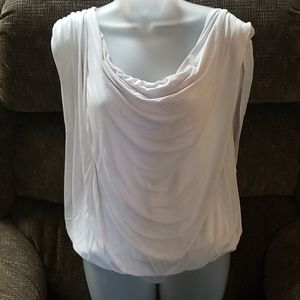 bisou bisou white cowl neck draped blouse
